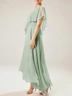 Vestidos de mãe da noiva com mangas curtas e borlas