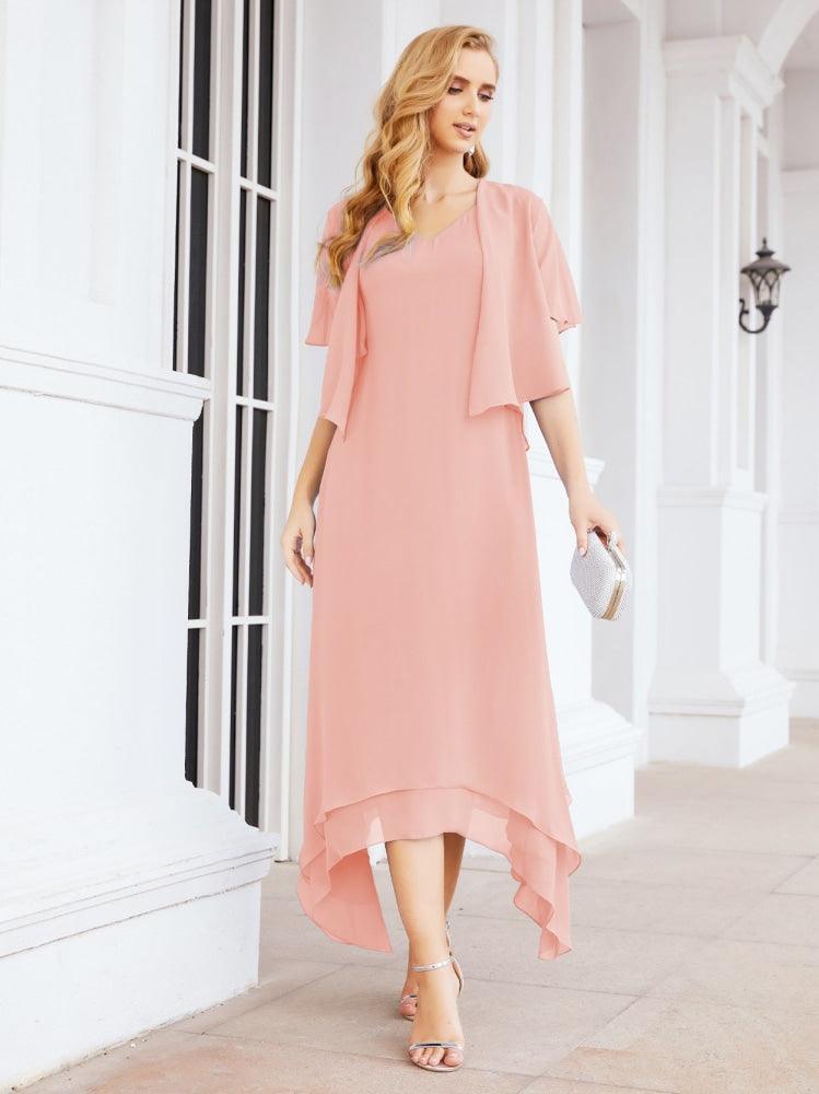 Vestido de festa formal para mãe da noiva, corte A, duas peças, Numbersea 28073 