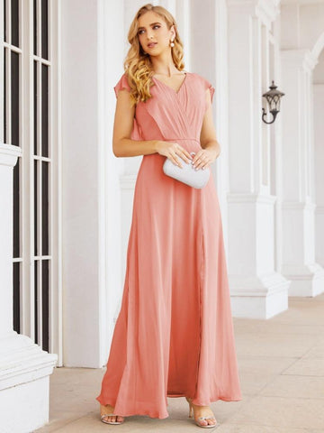 Numbersea Bridesmaid Dresses Cape Formal Prom Dress Open Back Gowns for Mother of The Bride 28058