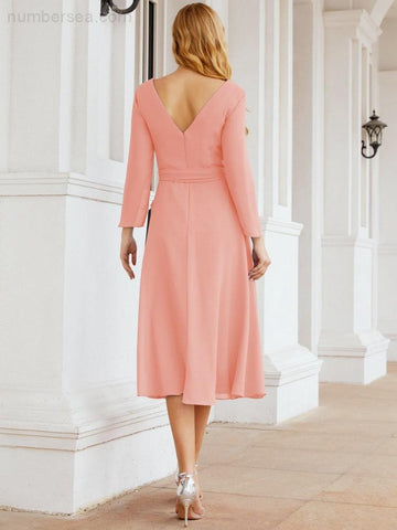 Brautjungfernkleid mit V-Rücken und Taillengürtel für die Mutter der Braut, Hochzeitsgast 28031 