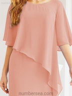 Vestido de festa formal comprido Numbersea com capa e folhos 28026 