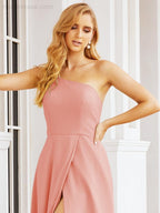 Vestidos de baile de cerimónia Numbersea para mulher com um ombro só e fenda lateral para madrinhas e madrinhas 28052 