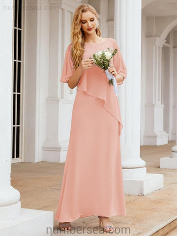 Numbersea Formal Party Gown Dress Long Mother of The Bride Dresses with Ruffle Cape 28026