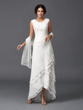 Abiti per la Madre della Sposa A-Line Principessa Scollo Tondo Pizzo Senza Maniche Chiffon Lungo