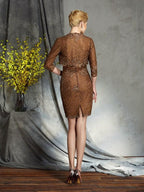 Etui-Linie/Säule Trägerlos Spitze Ärmellos Kurz Spitze Brautmutterkleider