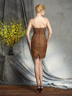 Etui-Linie/Säule Trägerlos Spitze Ärmellos Kurz Spitze Brautmutterkleider