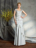 Abito da Sposa per la Madre della Sposa in Satin Senza Maniche Lungo con Scollo a Cuore e Applique a Fodera/Colonna