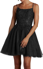 Züchtiges Spitze Perlen Tüll Homecoming Kleider Kurzes Quadrat-Ausschnitt Prom Kleid Spaghetti-Träger Party Kleid