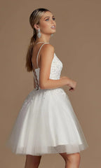 Züchtiges Spitze Perlen Tüll Homecoming Kleider Kurzes Quadrat-Ausschnitt Prom Kleid Spaghetti-Träger Party Kleid