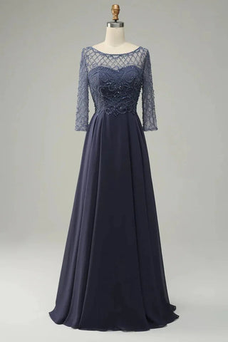 Kleid für die Brautmutter mit Perlen und langen Ärmeln