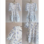Vestido Floral de Escote en V Profundo Vestido Línea A Lindo para el Baile de Bienvenida Y2317