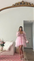 Vestido A-line Rosado Acinturado Vestido Rosado para Baile de Finalistas Y2428