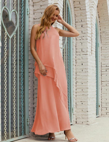 Vestidos longos de chiffon plus size para mãe da noiva, vestido formal de madrinha de casamento, 28019 