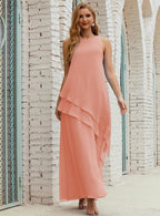 Vestidos longos de chiffon plus size para mãe da noiva, vestido formal de madrinha de casamento, 28019 