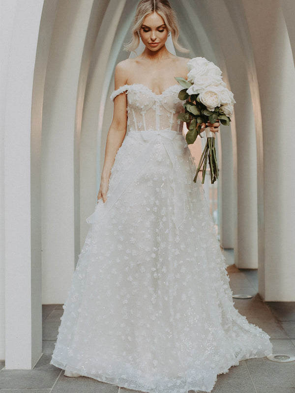 Robe de mariée longue et robe de soirée simple vintage asymétrique sirène en dentelle transparente.DB10710