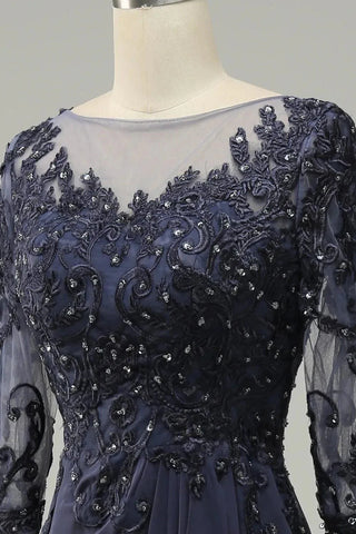 Kleid für die Brautmutter, lange Ärmel, mit Applikationen