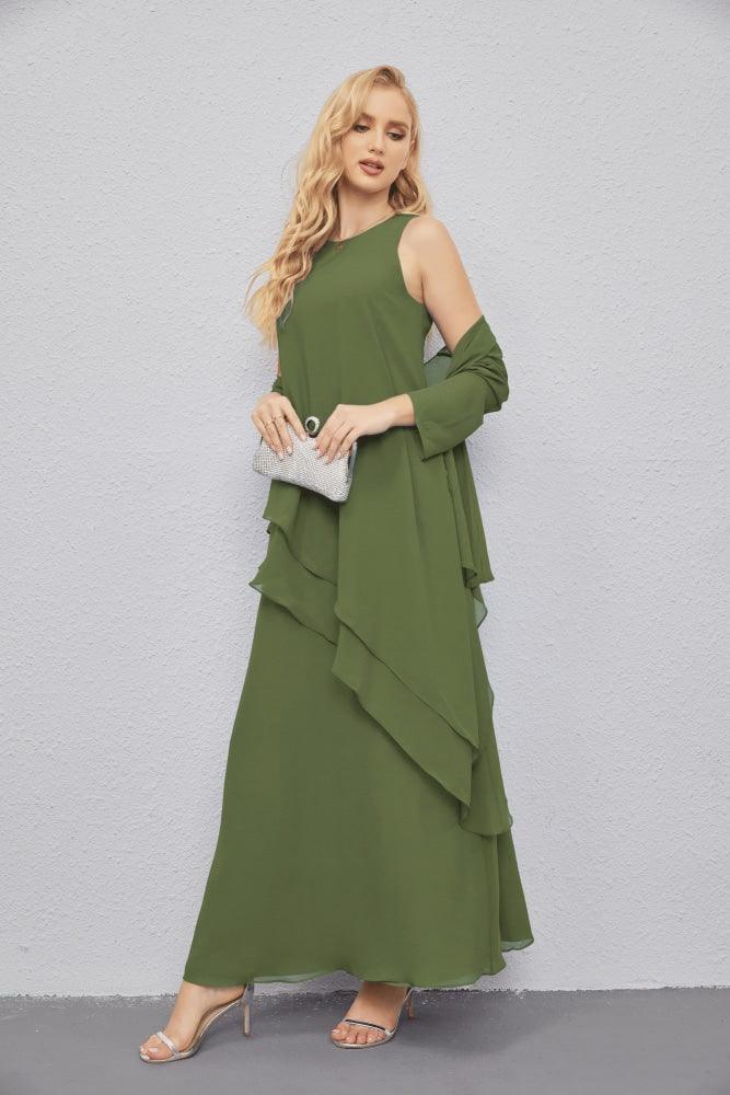 Vestidos para a mãe da noiva com frente aberta, cardigan leve, vestido formal para baile de finalistas 28081 