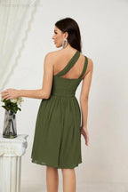 Vestido de dama de honor corto de chiffon de un hombro Numbersea para mujer Vestidos formales para fiesta y regreso a casa 2804