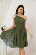 Vestido de dama de honor corto de chiffon de un hombro Numbersea para mujer Vestidos formales para fiesta y regreso a casa 2804