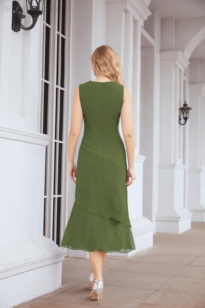 Vestido de festa formal para mãe da noiva, corte A, duas peças, Numbersea 28072 