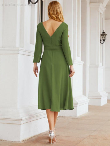 Brautjungfernkleid mit V-Rücken und Taillengürtel für die Mutter der Braut, Hochzeitsgast 28031 
