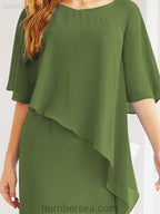 Vestido de festa formal comprido Numbersea com capa e folhos 28026 