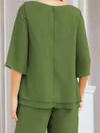 Vestido elegante de 2 peças para mãe da noiva Numbersea, tamanho grande, com folhos, camadas, roupão prateado 28064 