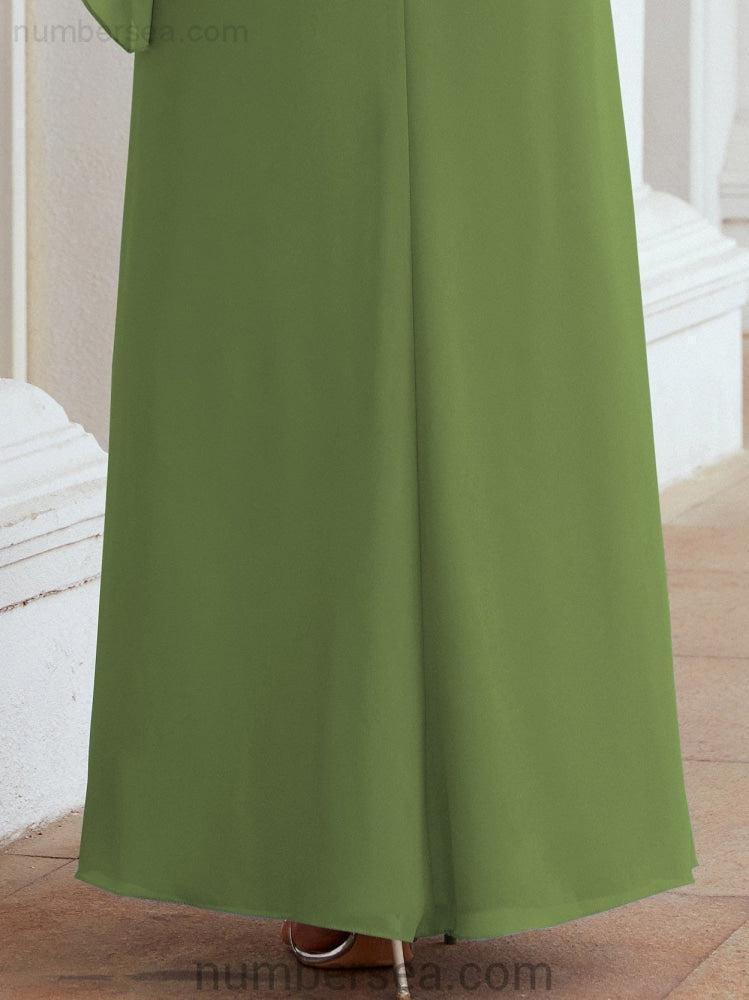 Vestido de festa formal comprido Numbersea com capa e folhos 28026 