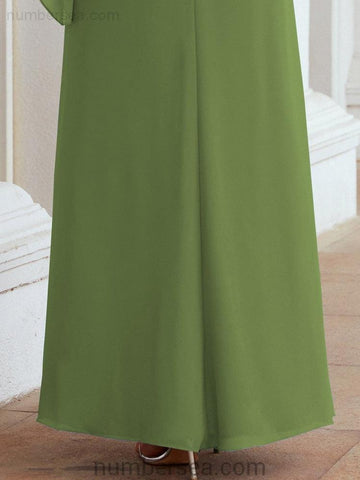 Numbersea Formal Party Gown Dress Long Mother of The Bride Dresses with Ruffle Cape 28026