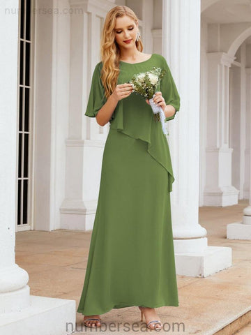 Numbersea Formal Party Gown Dress Long Mother of The Bride Dresses with Ruffle Cape 28026