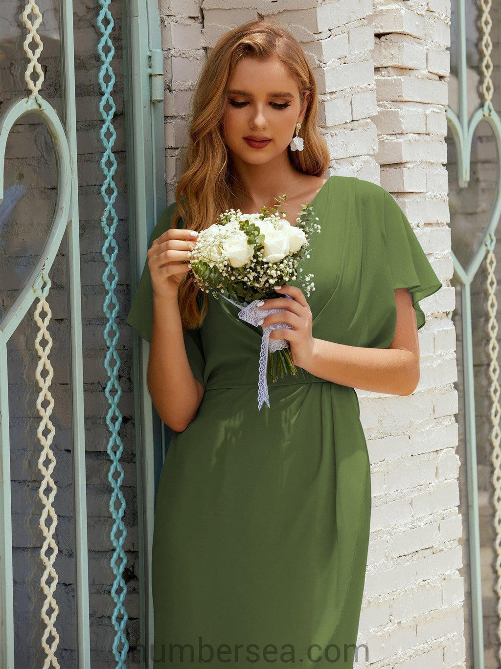 Vestidos de Baile de Regreso a Casa Sin Mangas Largo a la Rodilla Modelo 28021