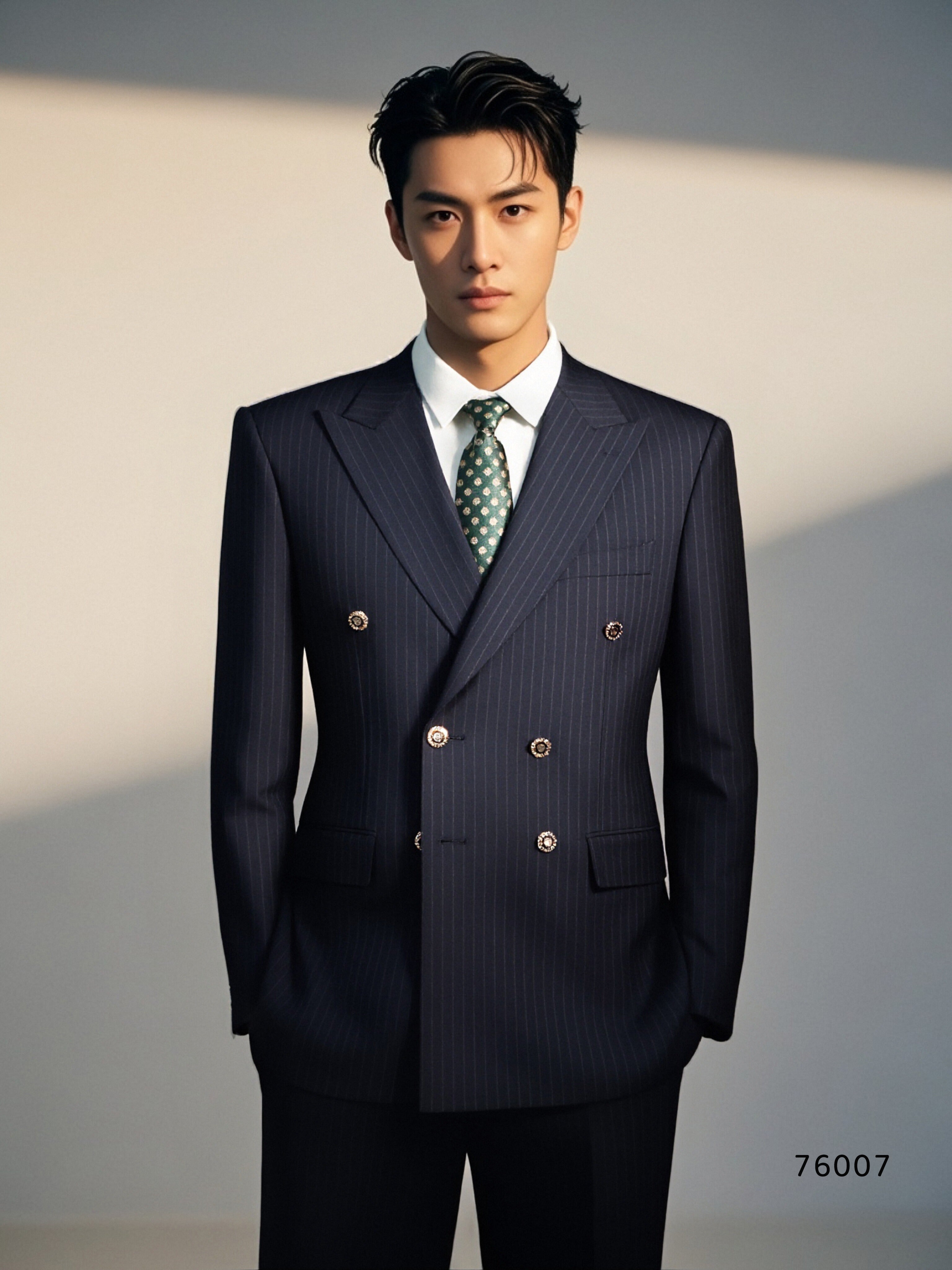 Double-Breasted Pinstripe Wool Suit | Tailored Formal Groom & Business Suit