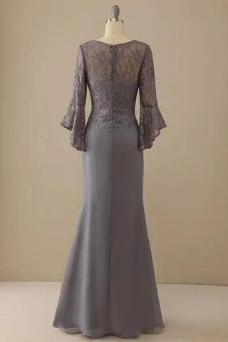 Kleid für die Brautmutter, V-Ausschnitt, Spitze, lange Ärmel