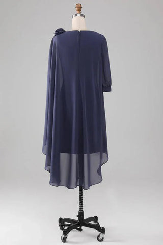 Kleid für die Brautmutter, knielanges Chiffonkleid mit Perlen