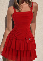 Niedliches A-Linien Kurzes Homecoming-Kleid Ärmelloses Trägerkleid Y1940