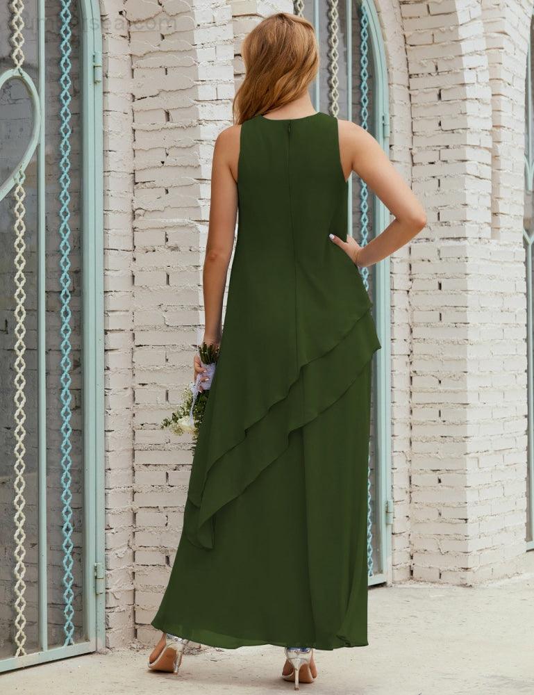 Vestidos longos de chiffon plus size para mãe da noiva, vestido formal de madrinha de casamento, 28019 