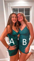 Grün Trägerhemdchen Kurzes Homecoming-Kleid Grün Abschlusskleid Für Teenager Y2099