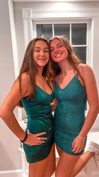 Grün Trägerhemdchen Kurzes Homecoming-Kleid Grün Abschlusskleid Für Teenager Y2099