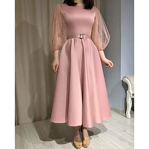 Sukienka koktajlowa z rękawem 3/4 w kroju A Vintage na przyjęcie koktajlowe Wieczorowa sukienka formalna Y5690