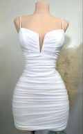 Vestido Blanco con Tiras Adorables para el Baile de Graduación Vestido Ajustado y Sensual Modelo Y1917