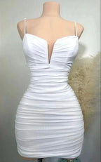 Vestido Blanco con Tiras Adorables para el Baile de Graduación Vestido Ajustado y Sensual Modelo Y1917