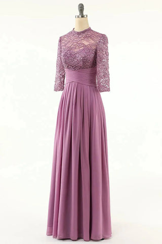 Brautmutterkleid Chiffon Lang mit Spitze