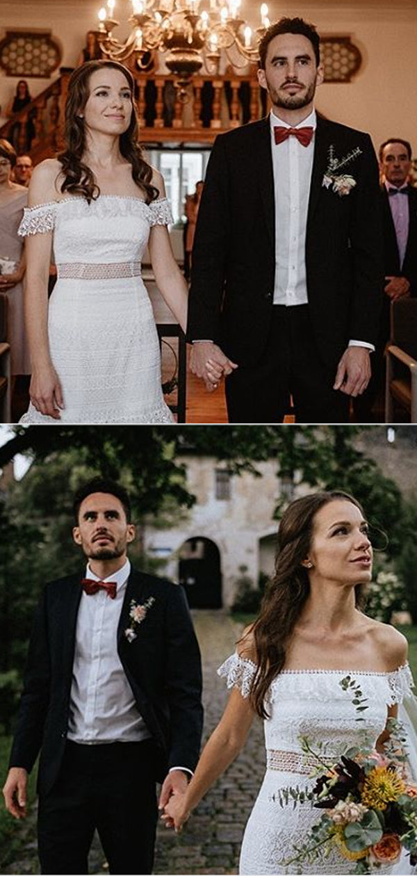 Neue Ankunft Gerade Spitze A-linie Lange Brautkleider.DB10478