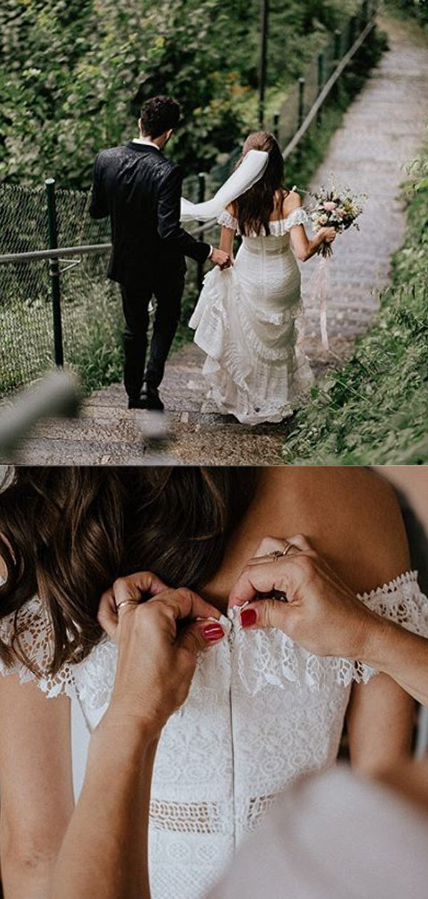 Neue Ankunft Gerade Spitze A-linie Lange Brautkleider.DB10478