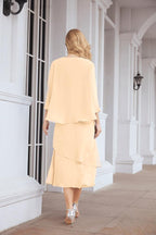 Vestido de festa formal para mãe da noiva, corte A, duas peças, Numbersea 28072 