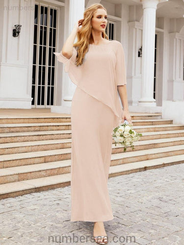 Numbersea Formal Party Gown Dress Long Mother of The Bride Dresses with Ruffle Cape 28026