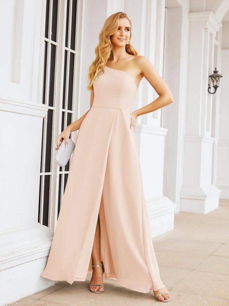 Vestidos de baile de cerimónia Numbersea para mulher com um ombro só e fenda lateral para madrinhas e madrinhas 28052 