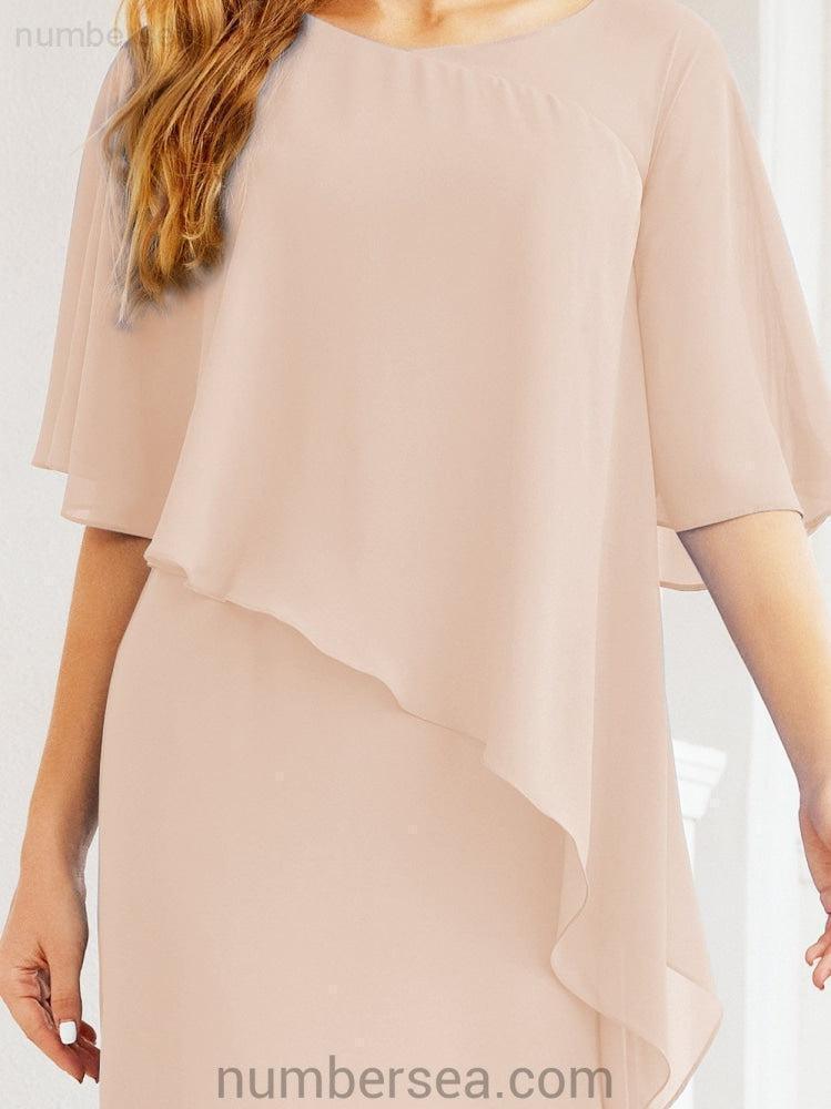 Vestido de festa formal comprido Numbersea com capa e folhos 28026 