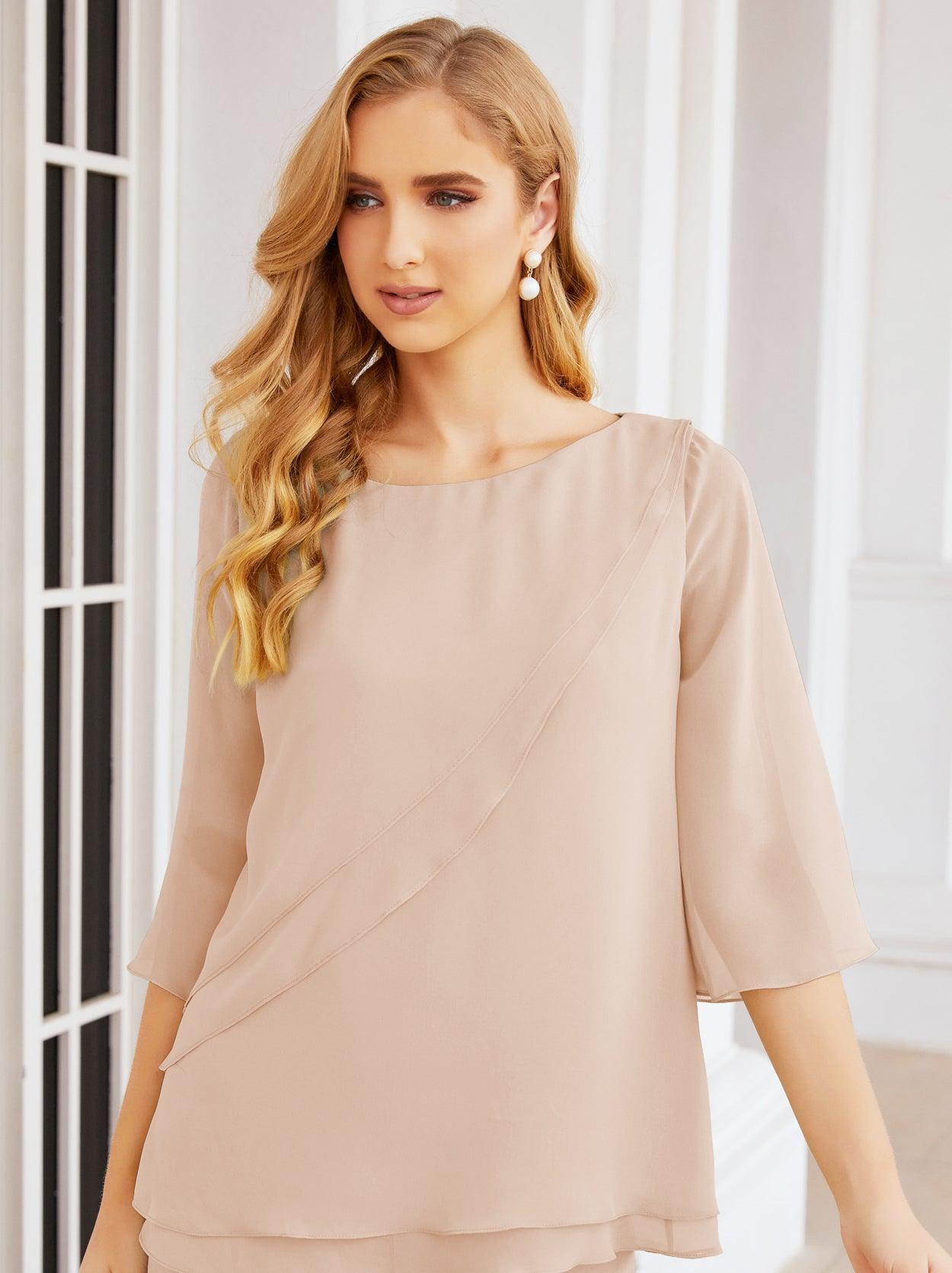 Vestido elegante de 2 peças para mãe da noiva Numbersea, tamanho grande, com folhos, camadas, roupão prateado 28064 