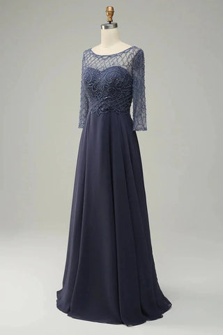 Kleid für die Brautmutter mit Perlen und langen Ärmeln